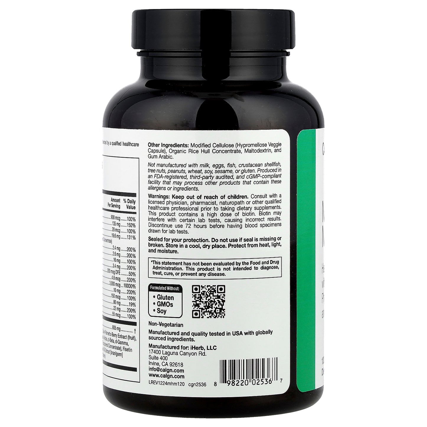 California Gold Nutrition, Beauty, Men's Hair Multivitamin, 120 Veggie Capsules