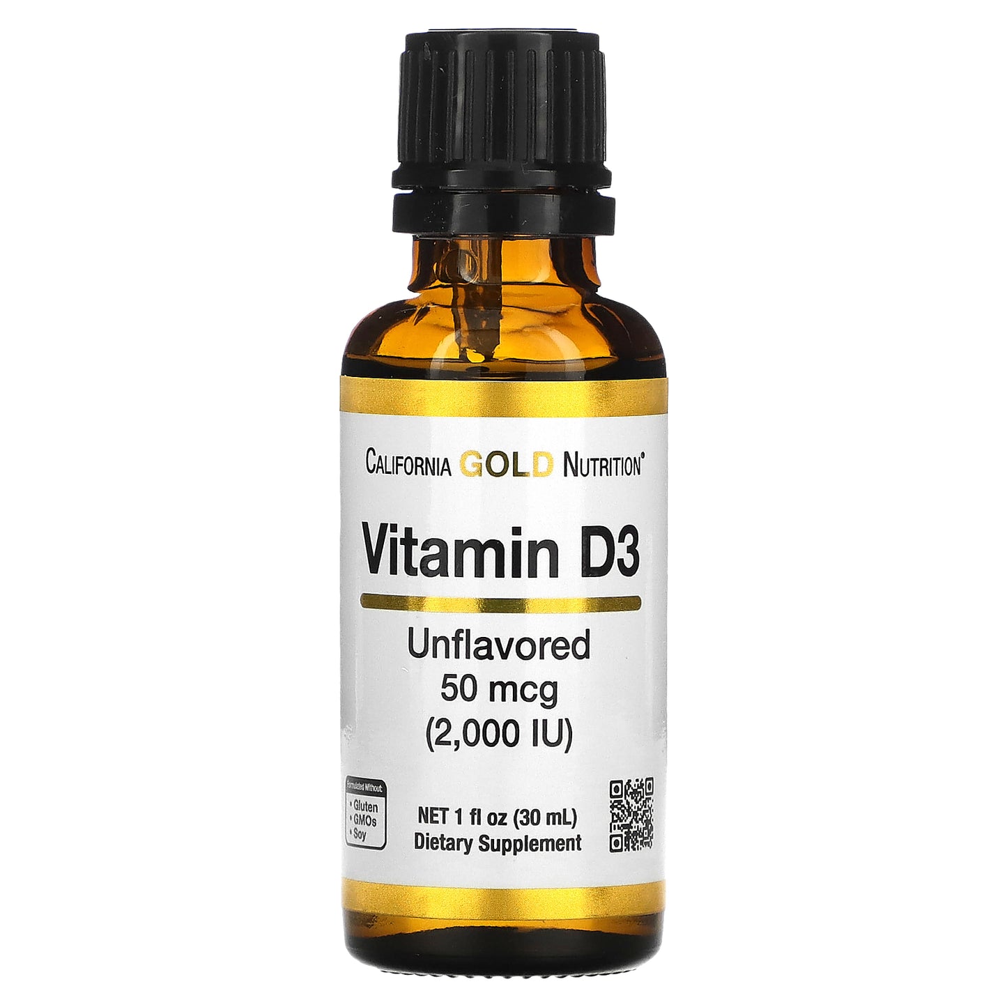 California Gold Nutrition, Vitamin D3, Unflavored, 2,000 IU, 1 fl oz (30 ml)