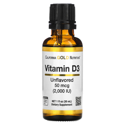 California Gold Nutrition, Vitamin D3, Unflavored, 2,000 IU, 1 fl oz (30 ml)