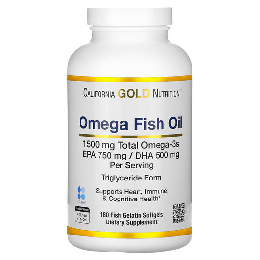 California Gold Nutrition, Norwegian Omega-3 Fish Oil with EPA/DHA, Natural Lemon, 180 Softgels