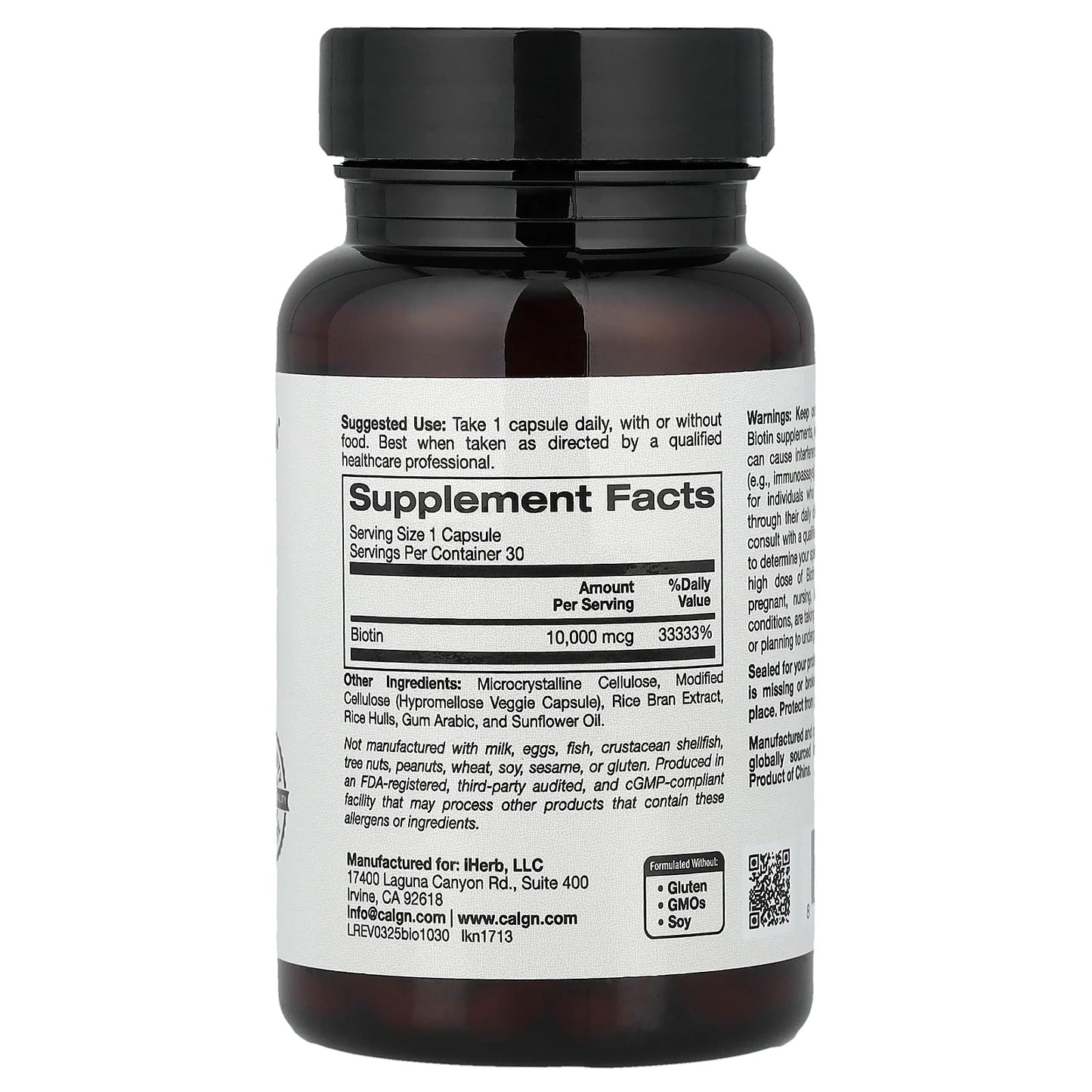 California Gold Nutrition, Biotin, 10,000 mcg, 30 Veggie Capsules