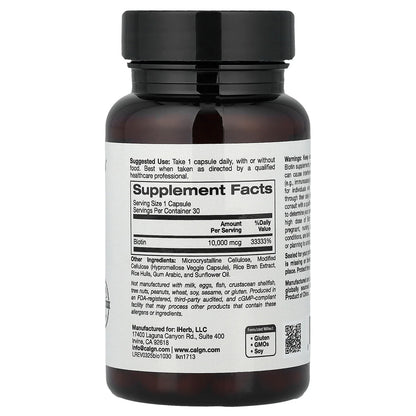 California Gold Nutrition, Biotin, 10,000 mcg, 30 Veggie Capsules