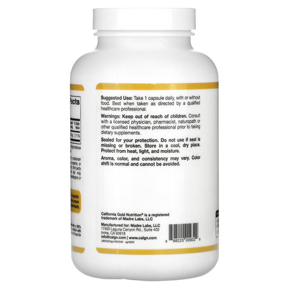 California Gold Nutrition, Gold C®, USP Grade Vitamin C, 1,000 mg, 240 Veggie Capsules