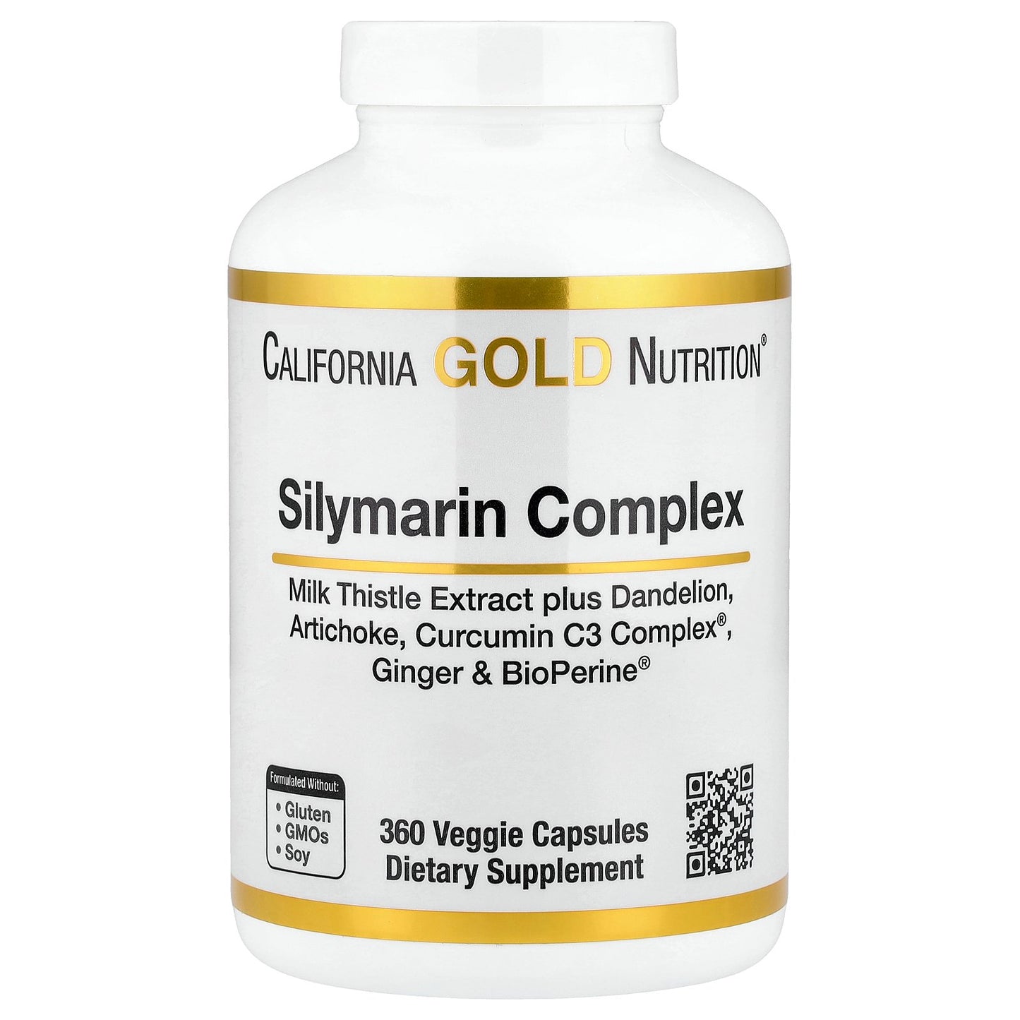 California Gold Nutrition, Silymarin Complex with Milk Thistle Extract Plus Dandelion, Artichoke, Ginger, and BioPerine®, 360 Veggie Capsules