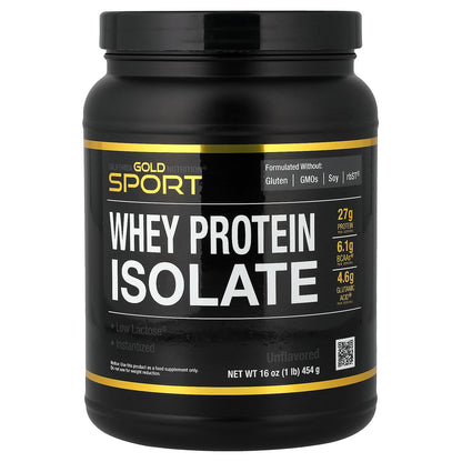 California Gold Nutrition, Sport, Whey Protein Isolate, Unflavored, 1 lb (454 g)