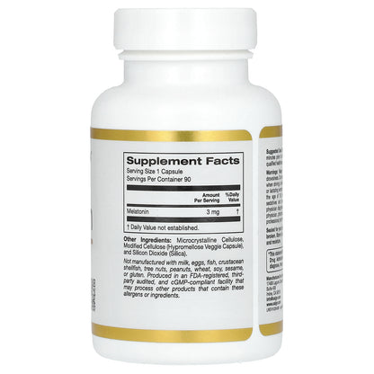 California Gold Nutrition, Melatonin, 3 mg, 90 Veggie Capsules