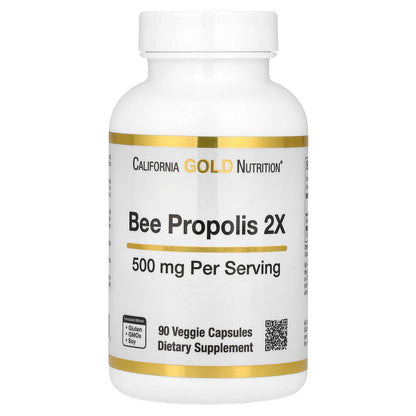 California Gold Nutrition, Bee Propolis 2X, Concentrated Extract, 500 mg, 90 Veggie Caps