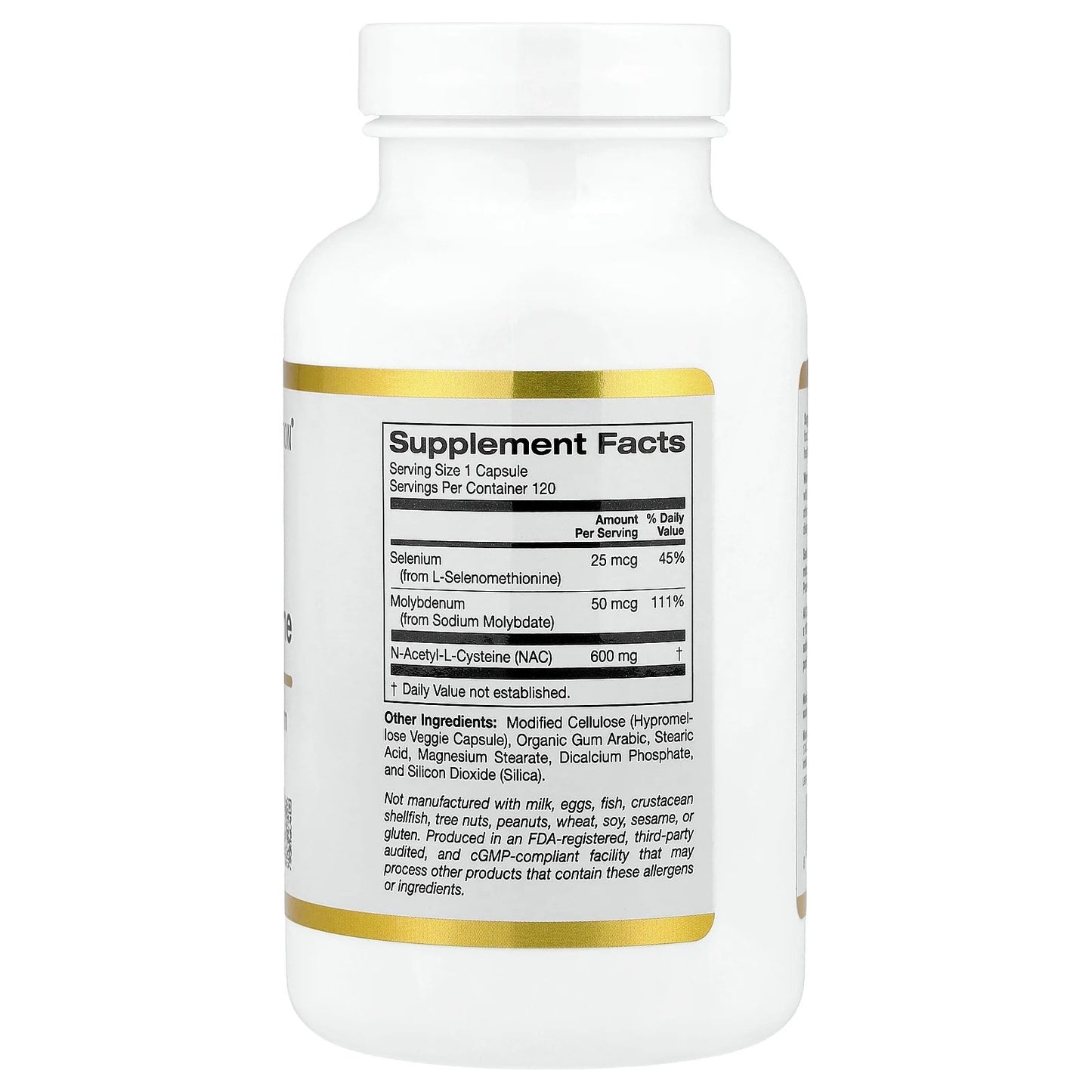 California Gold Nutrition, N-Acetyl-L-Cysteine with Molybdenum and Selenium, 120 Veggie Capsules
