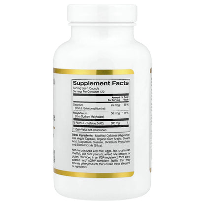 California Gold Nutrition, N-Acetyl-L-Cysteine with Molybdenum and Selenium, 120 Veggie Capsules