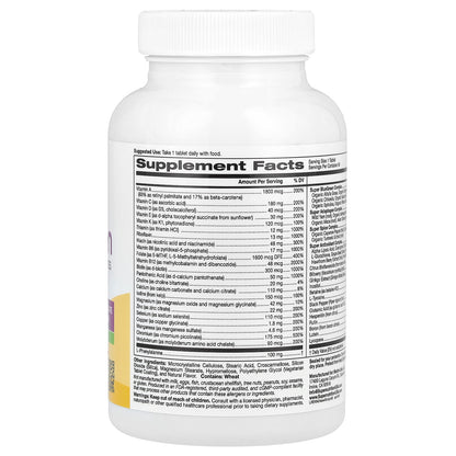 Super Nutrition, SimplyOne®, 50+ Women Multivitamin + Super Complexes with Vitamin A, Vitamin C, Minerals, and Botanicals, Iron Free, 90 Tablets