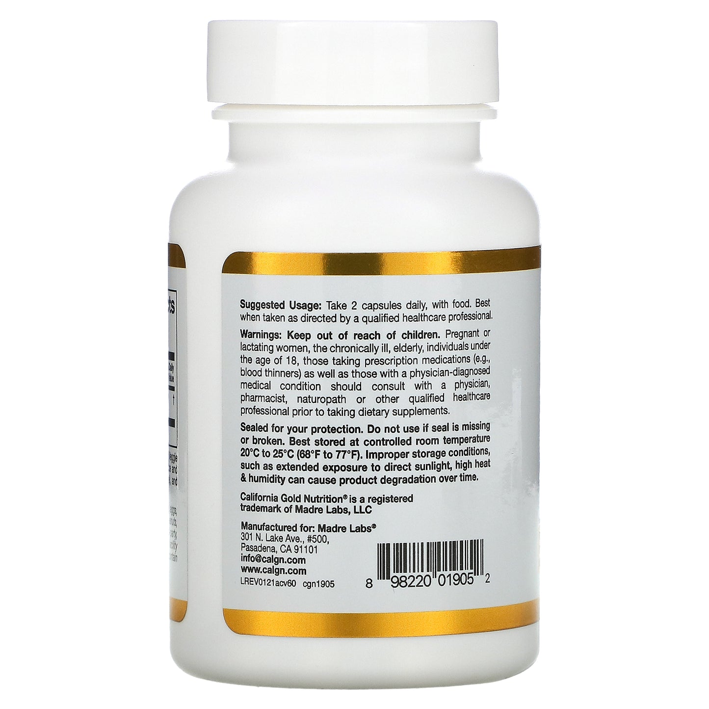 California Gold Nutrition, Apple Cider Vinegar, 60 Veggie Capsules (450 mg per Capsule)