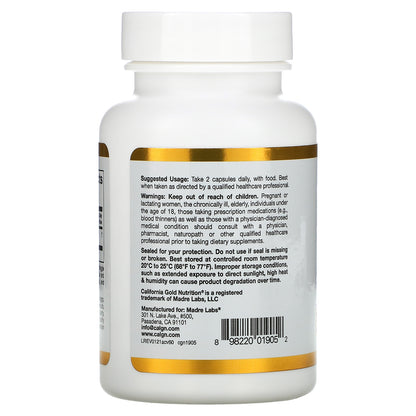 California Gold Nutrition, Apple Cider Vinegar, 60 Veggie Capsules (450 mg per Capsule)