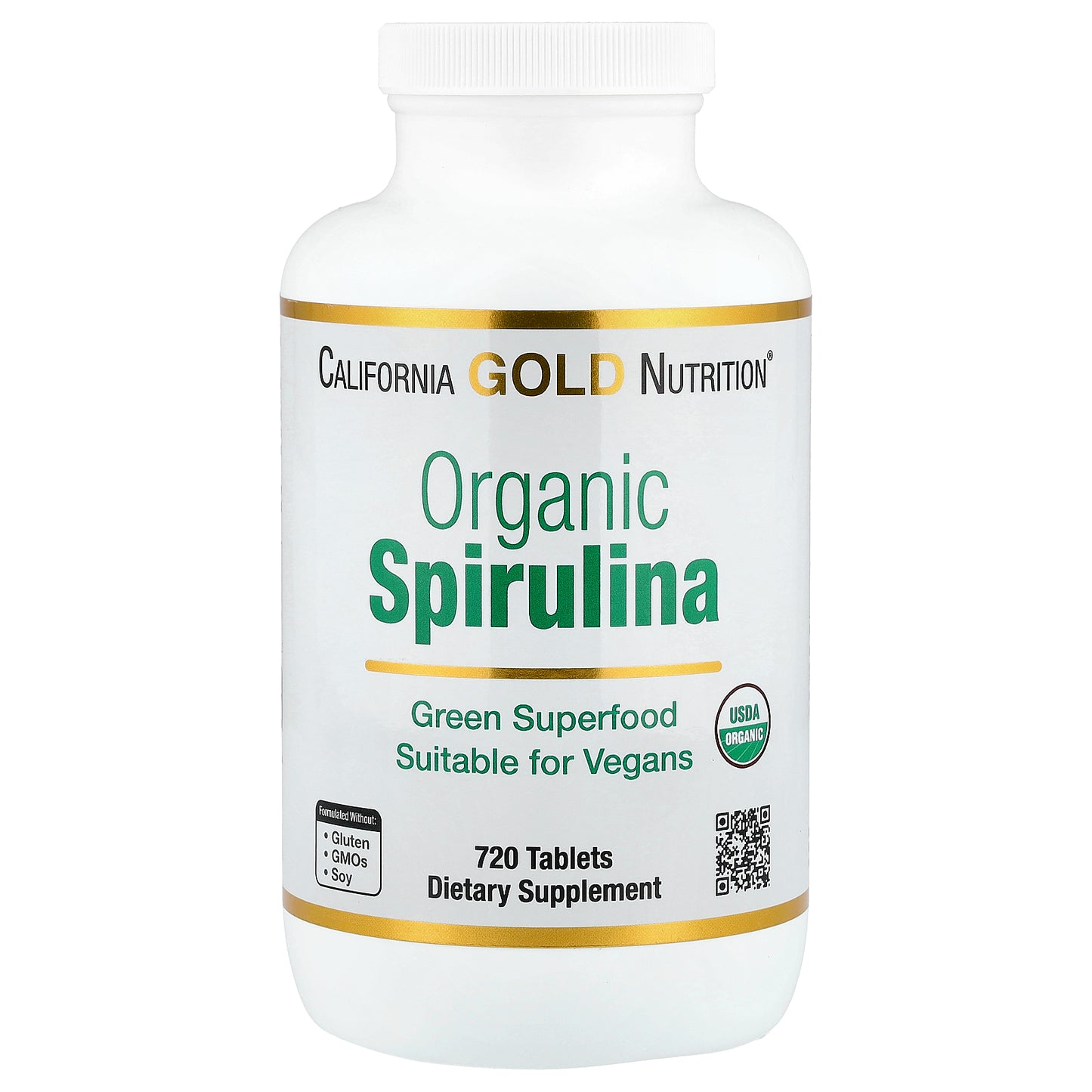 California Gold Nutrition, Organic Spirulina with Phycocyanin, Chlorophyll, and Carotenoids, 720 Tablets