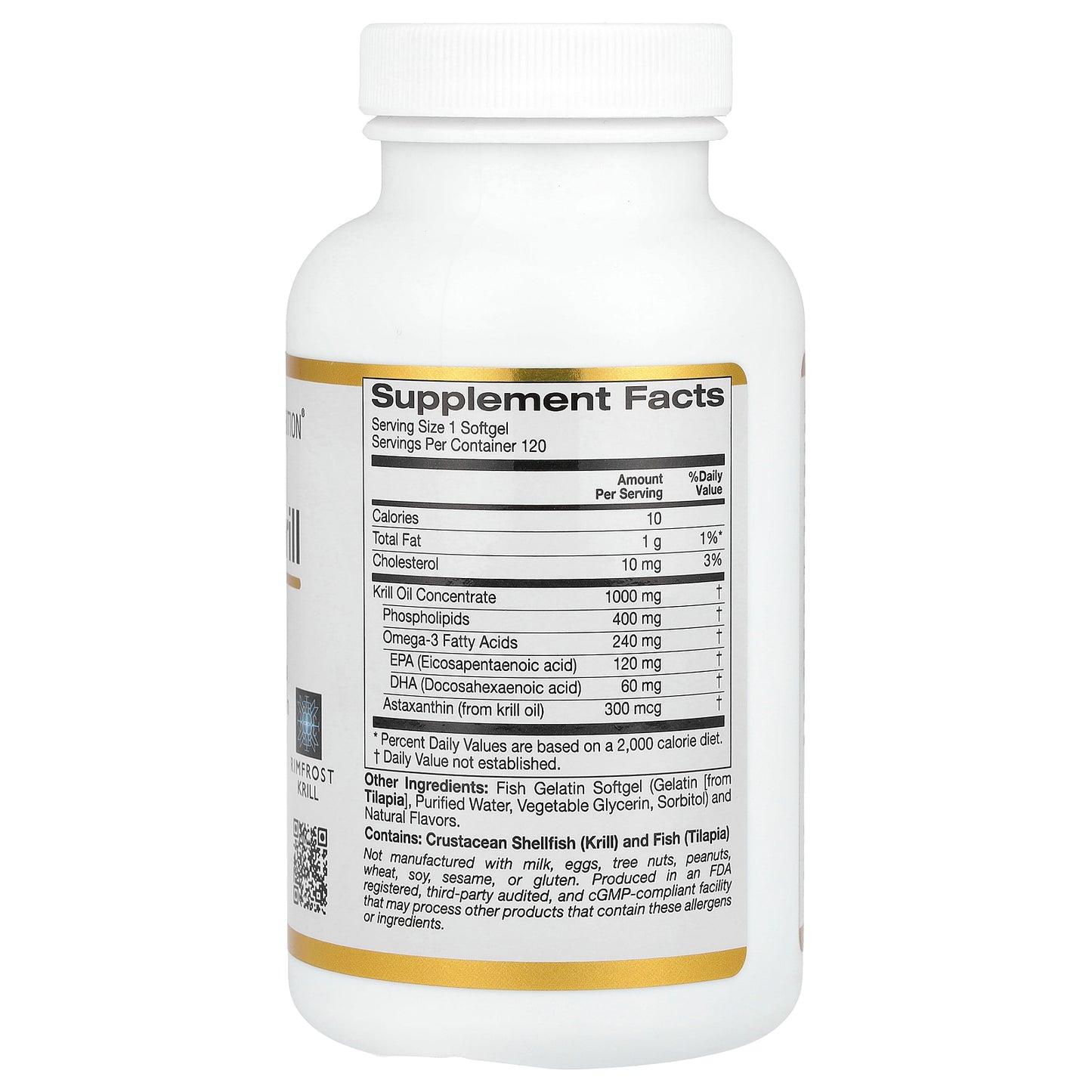 California Gold Nutrition, Antarctic Krill Oil, Omega-3 Phospholipids Complex with Astaxanthin, Natural Strawberry and Lemon, 120 Fish Gelatin Softgels