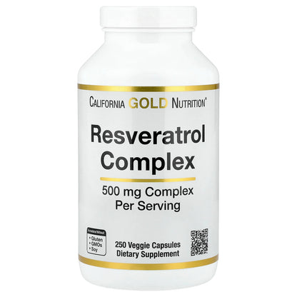 California Gold Nutrition, Resveratrol Complex with Grape Seed Extract, Red Wine Extract, and trans-Resveratrol, 250 Veggie Capsules
