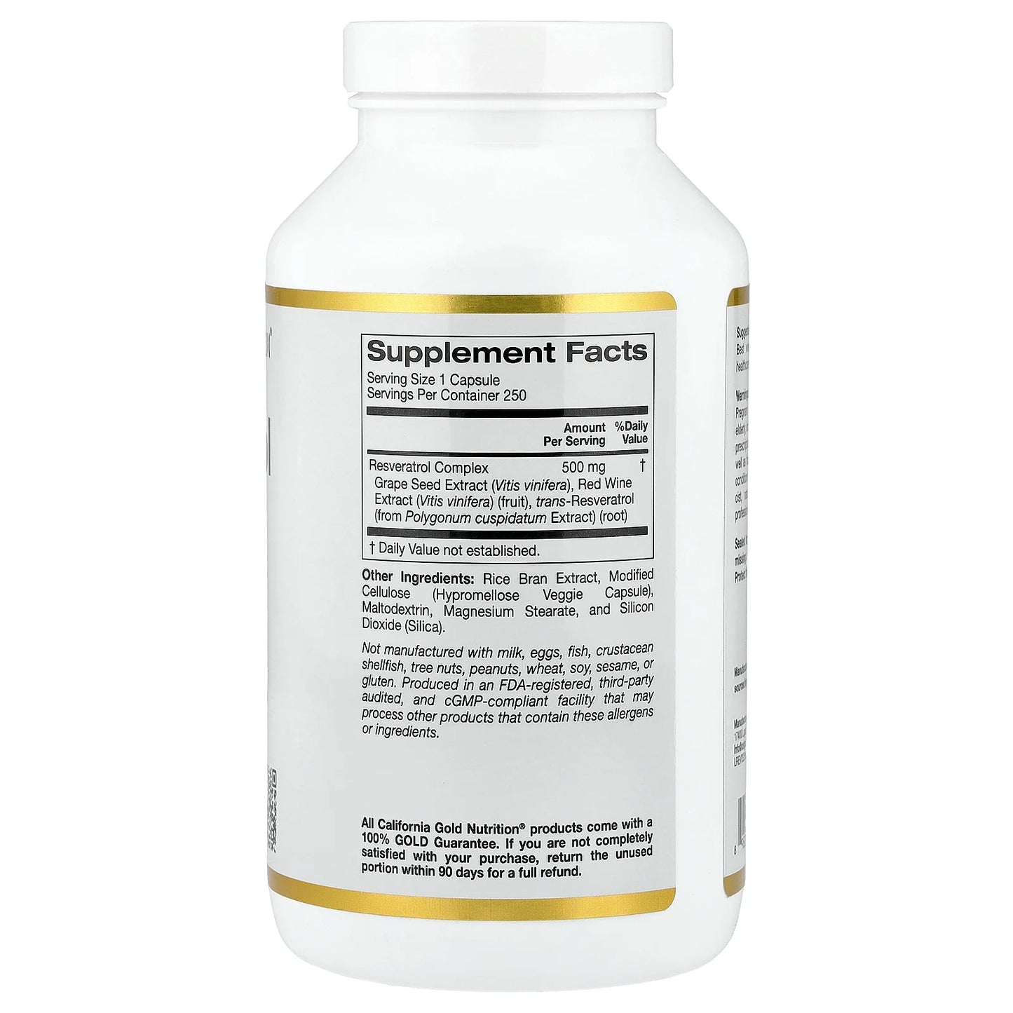 California Gold Nutrition, Resveratrol Complex with Grape Seed Extract, Red Wine Extract, and trans-Resveratrol, 250 Veggie Capsules