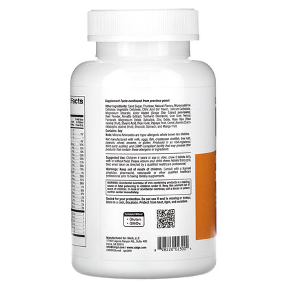 California Gold Nutrition, Chewable Multi-Vitamin with Vitamin A, Vitamin C, Vitamin E and Apple Fruit Powder for Children, Assorted Fruit, 180 Vegetarian Tablets