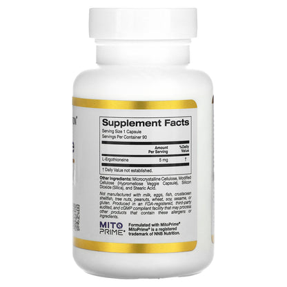 California Gold Nutrition, Ergothioneine, 5 mg, 90 Veggie Capsules