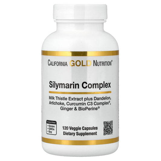 California Gold Nutrition, Silymarin Complex, Milk Thistle Extract Plus Dandelion, Artichoke, Curcumin C3 Complex®, Ginger, and BioPerine®, 120 Veggie Capsules
