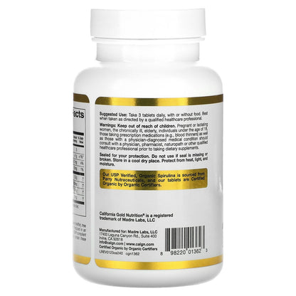 California Gold Nutrition, Organic Spirulina, 240 Tablets (500 mg per Tablet)