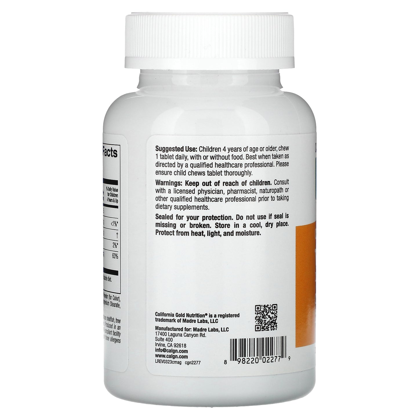 California Gold Nutrition, Chewable Vitamin D3 for Children, Natural Cherry, 12.5 mcg (500 IU), 90 Vegetarian Tablets