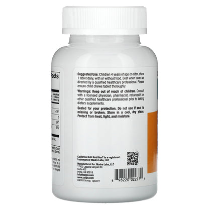 California Gold Nutrition, Chewable Vitamin D3 for Children, Natural Cherry, 12.5 mcg (500 IU), 90 Vegetarian Tablets