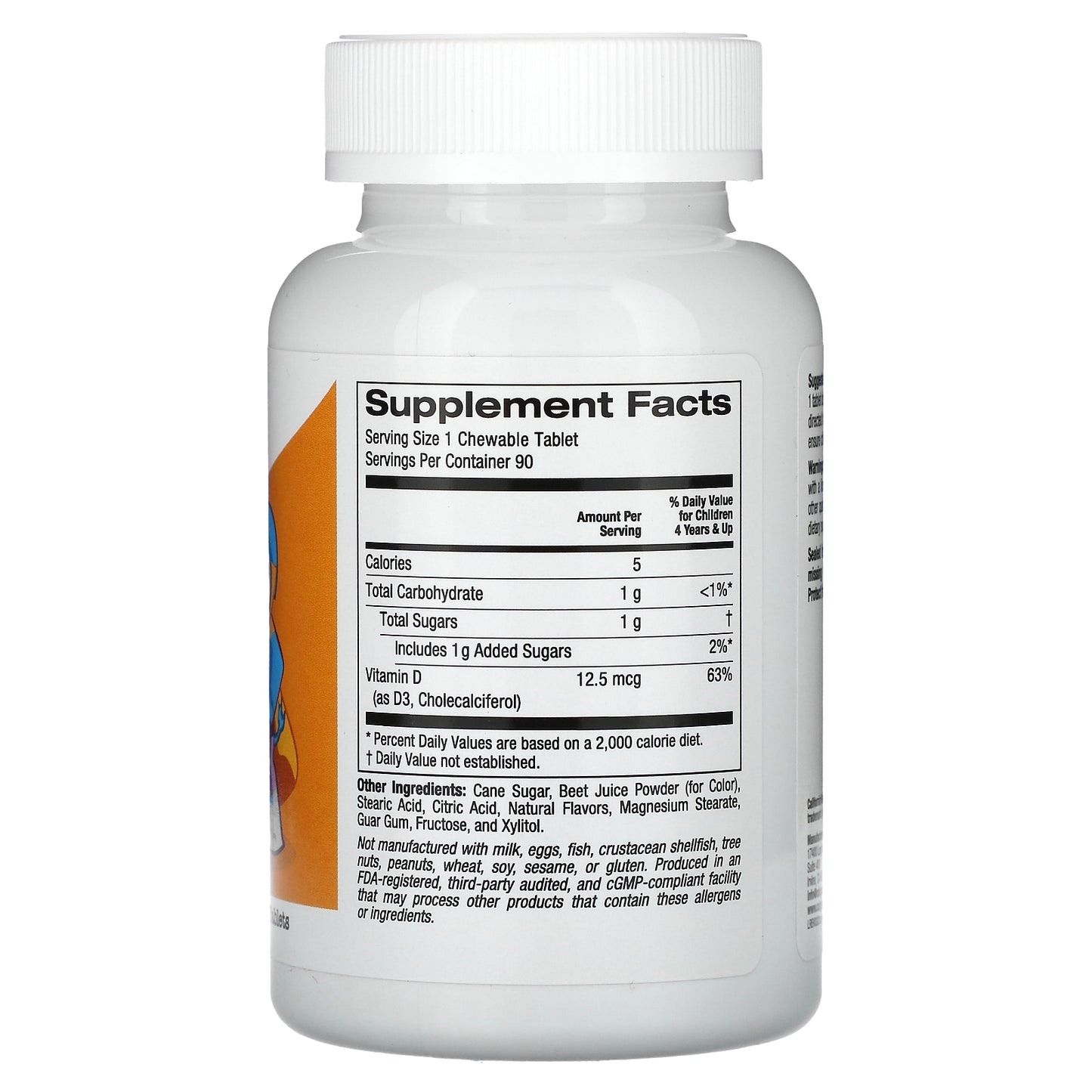 California Gold Nutrition, Chewable Vitamin D3 for Children, Natural Cherry, 12.5 mcg (500 IU), 90 Vegetarian Tablets