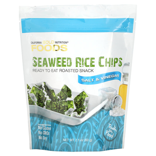 California Gold Nutrition, Foods, Seaweed Rice Chips, Salt & Vinegar, 2 oz (57 g)