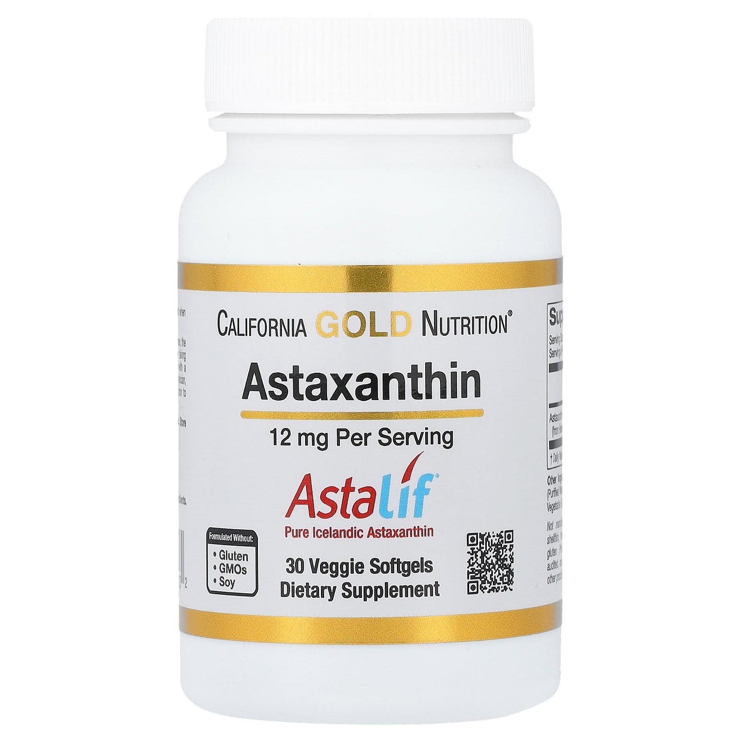 California Gold Nutrition, Astaxanthin, Astalif® Pure Icelandic, 12 mg, 30 Veggie Softgels