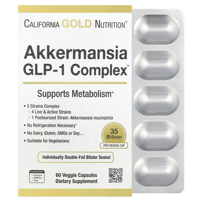 California Gold Nutrition, Akkermansia + Probiotics GLP-1 Complex, 60 Veggie Capsules