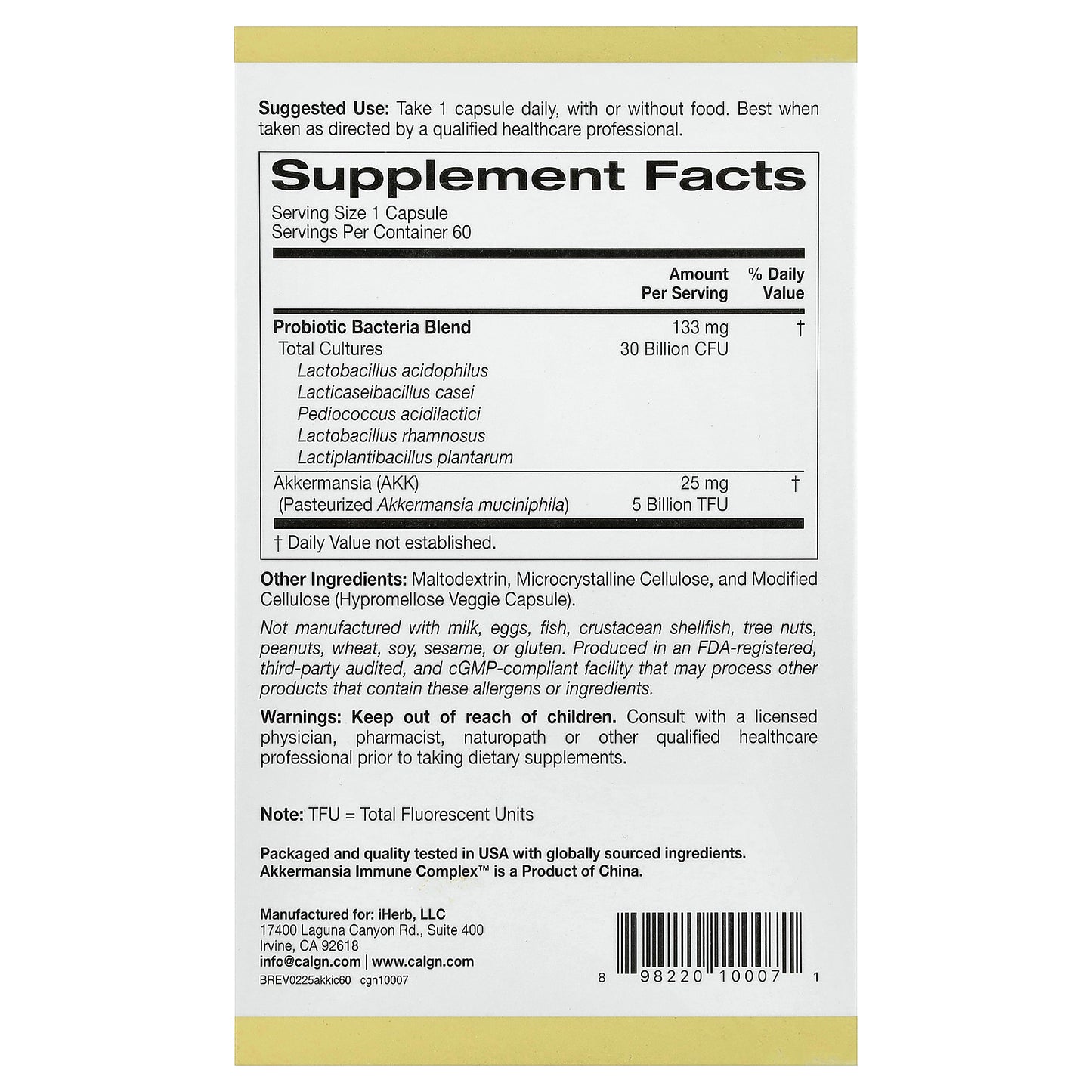 California Gold Nutrition, Akkermansia + Probiotics Immune Complex, 60 Veggie Capsules