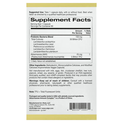 California Gold Nutrition, Akkermansia + Probiotics Immune Complex, 60 Veggie Capsules