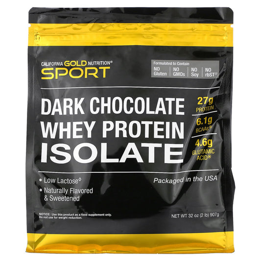 California Gold Nutrition, Sport, Dark Chocolate Whey Protein Isolate, 2 lb (907 g)