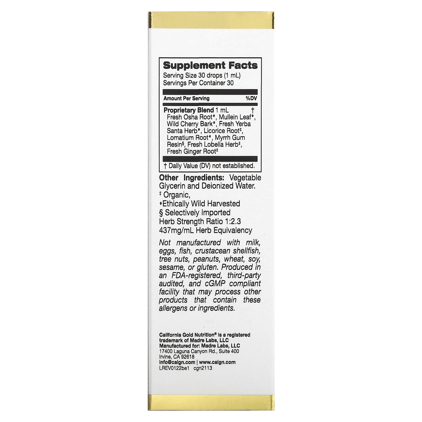California Gold Nutrition, Bronchial Ease, 1 fl oz (30 ml)