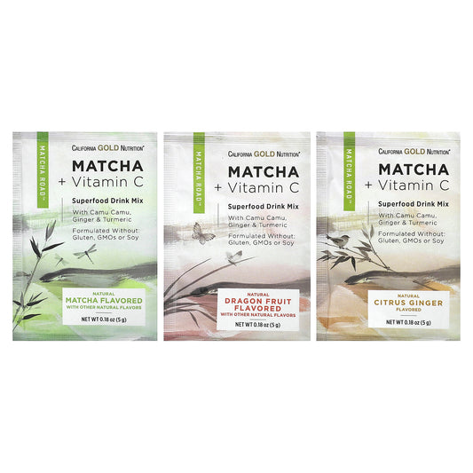 California Gold Nutrition, MATCHA ROAD, Matcha + Vitamin C - Trial Pack, 3 Count