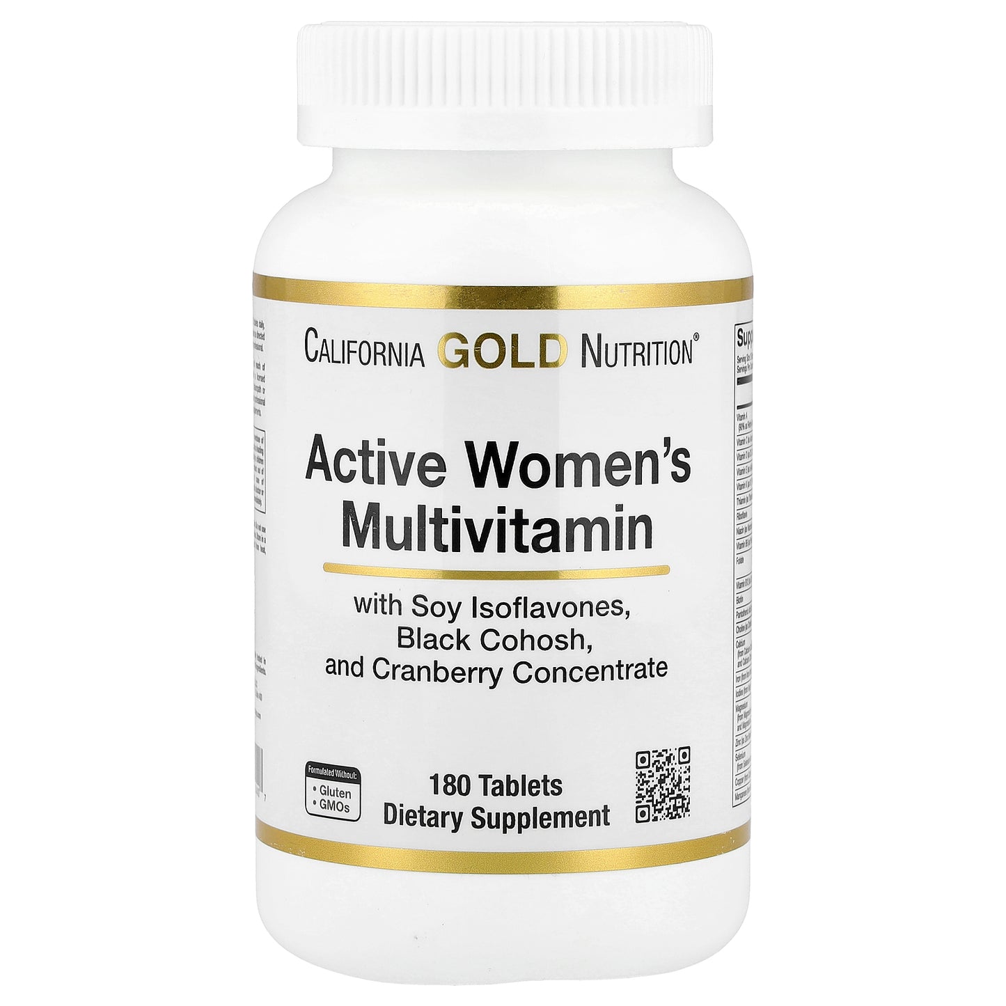 California Gold Nutrition, Active Women's Multivitamin with Black Cohosh, Soy Isoflavones, and Cranberry Concentrate, 180 Tablets