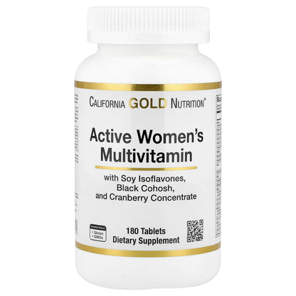 California Gold Nutrition, Active Women's Multivitamin with Black Cohosh, Soy Isoflavones, and Cranberry Concentrate, 180 Tablets