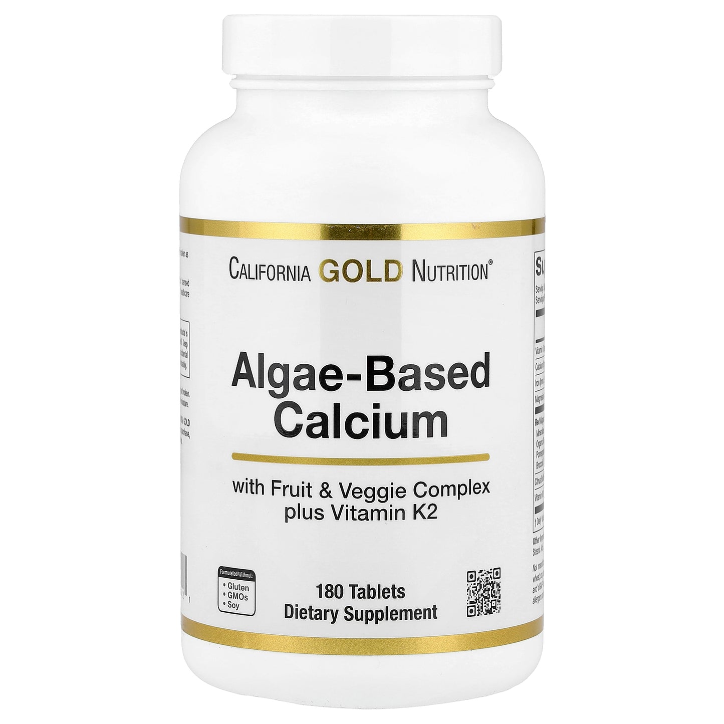 California Gold Nutrition, Algae-Based Calcium with Calcium, Vitamin D3, and Magnesium, Organic Strawberry, Raspberry, and Blueberry, 180 Tablets