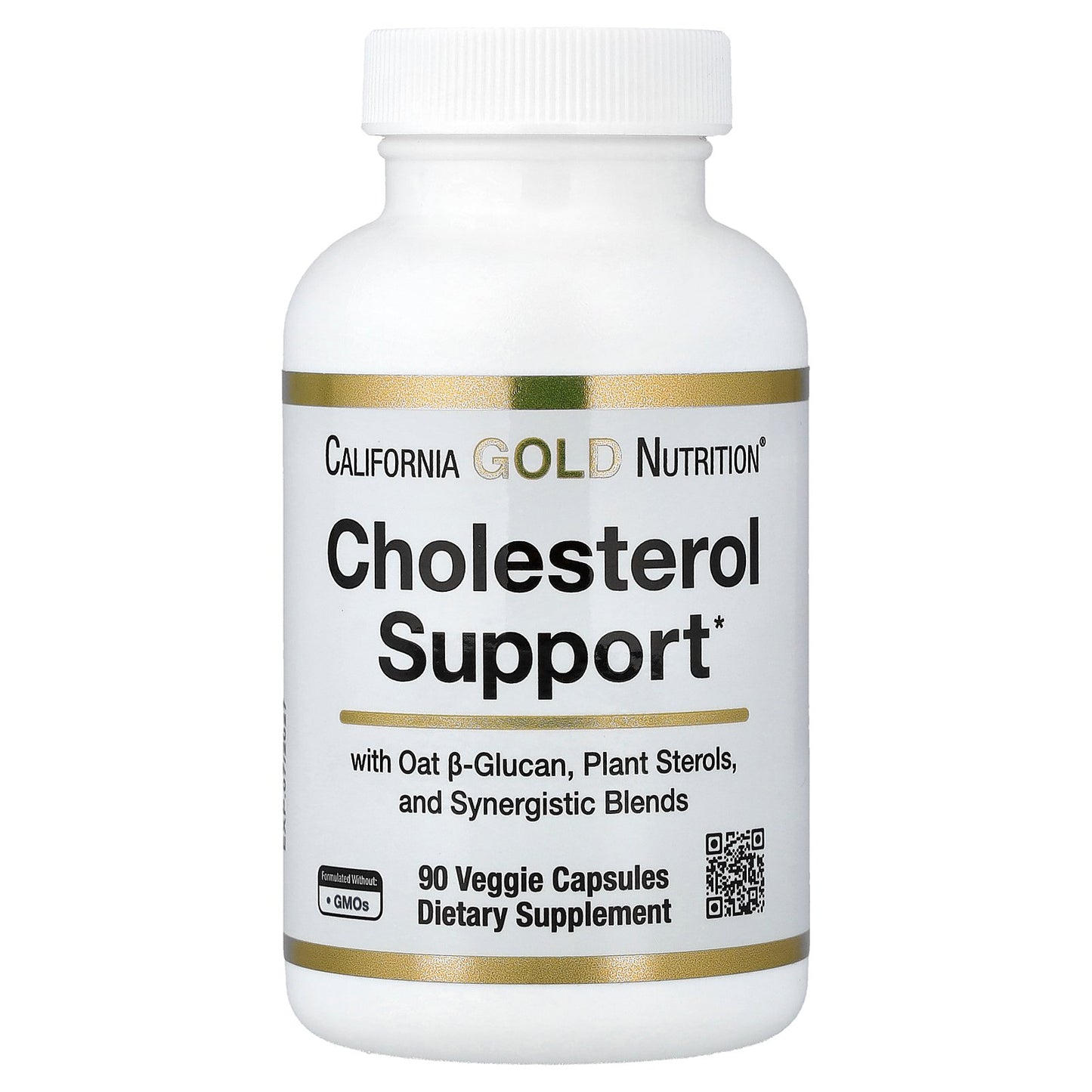 California Gold Nutrition, Cholesterol Support with Oat ß-Glucan Concentrate, Plant Sterols, Veggie & Digestive Blend, 90 Veggie Capsules
