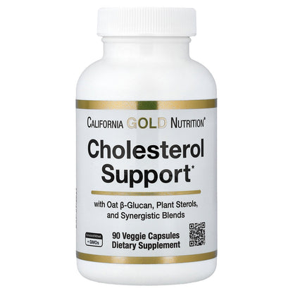 California Gold Nutrition, Cholesterol Support with Oat ß-Glucan Concentrate, Plant Sterols, Veggie & Digestive Blend, 90 Veggie Capsules