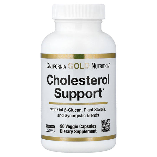 California Gold Nutrition, Cholesterol Support with Oat ß-Glucan Concentrate, Plant Sterols, Veggie & Digestive Blend, 90 Veggie Capsules