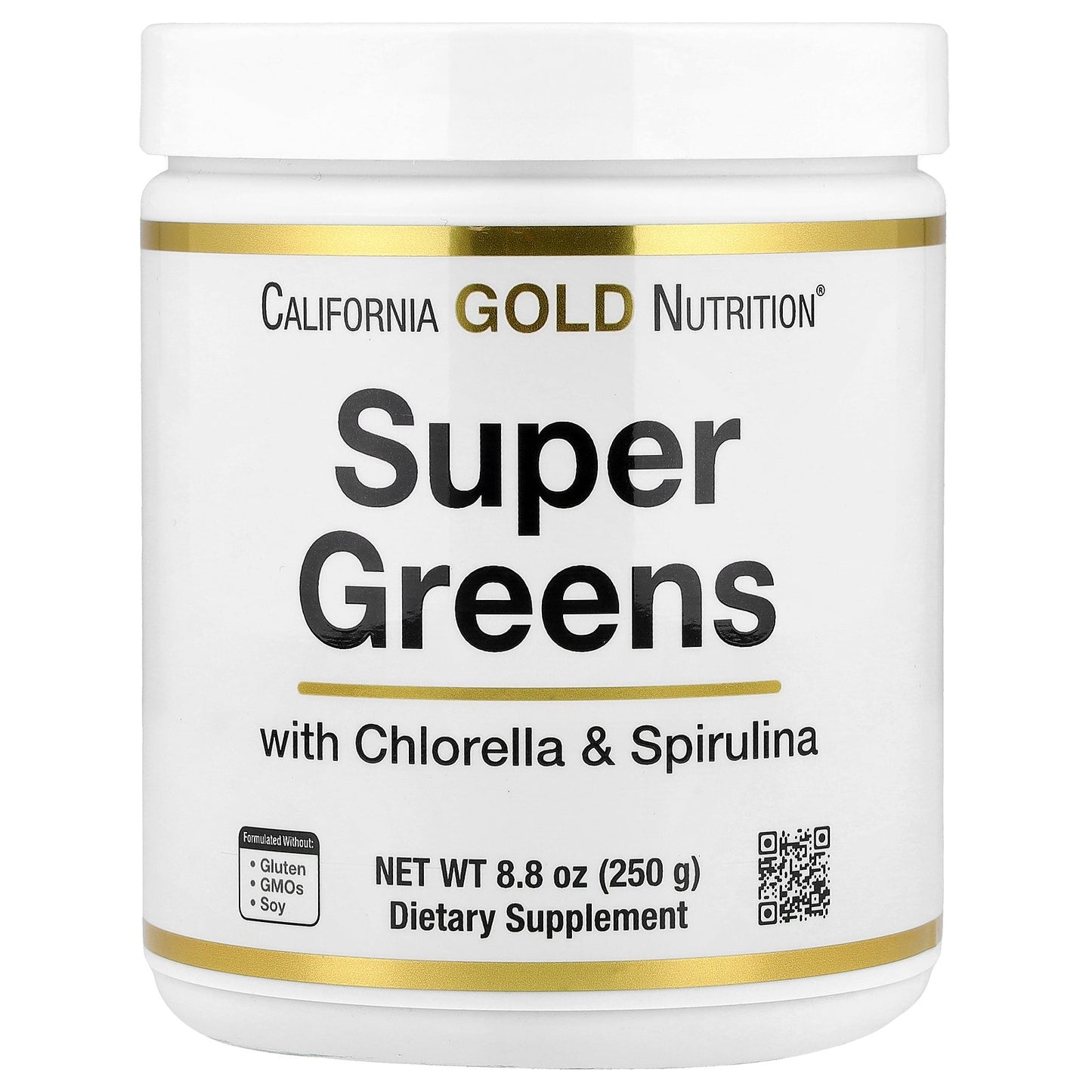 California Gold Nutrition, Super Greens with Spirulina, Chlorella, Kelp, and Apple Pectin, 8.8 oz (250 g)