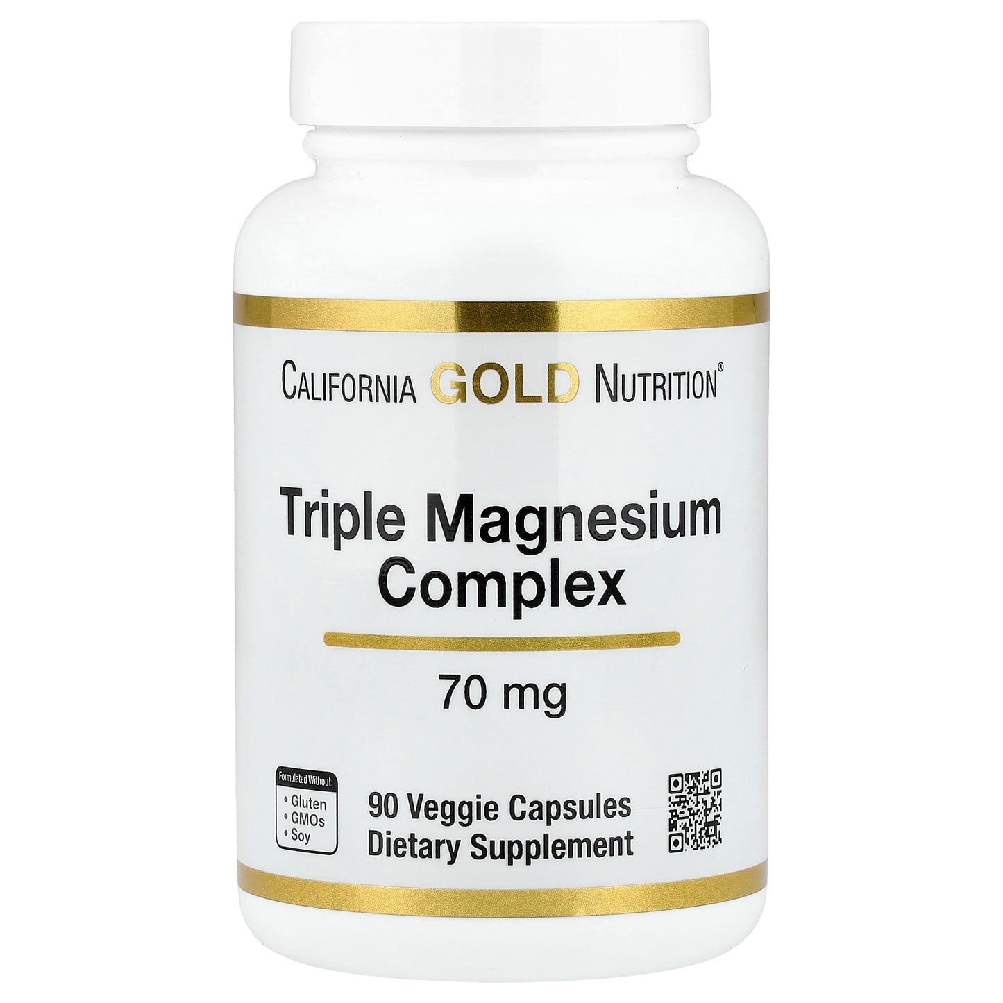California Gold Nutrition, Triple Magnesium Complex, 70 mg , 90 Veggie Capsules