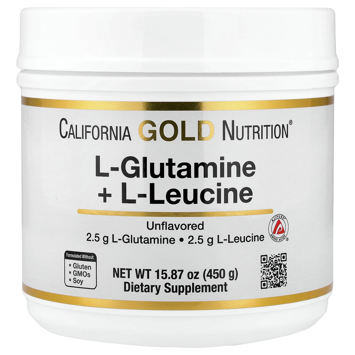 California Gold Nutrition, L-Glutamine + L-Leucine, Unflavored, 15.87 oz (450 g)