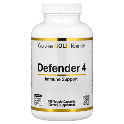 California Gold Nutrition, Defender 4, with Vitamin C, Vitamin D, Zinc & Selenium, 180 Veggie Capsules
