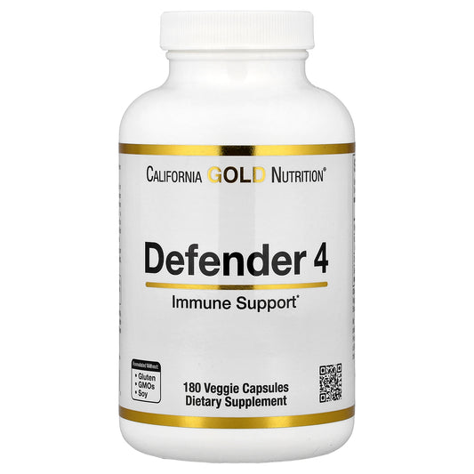 California Gold Nutrition, Defender 4, with Vitamin C, Vitamin D, Zinc & Selenium, 180 Veggie Capsules