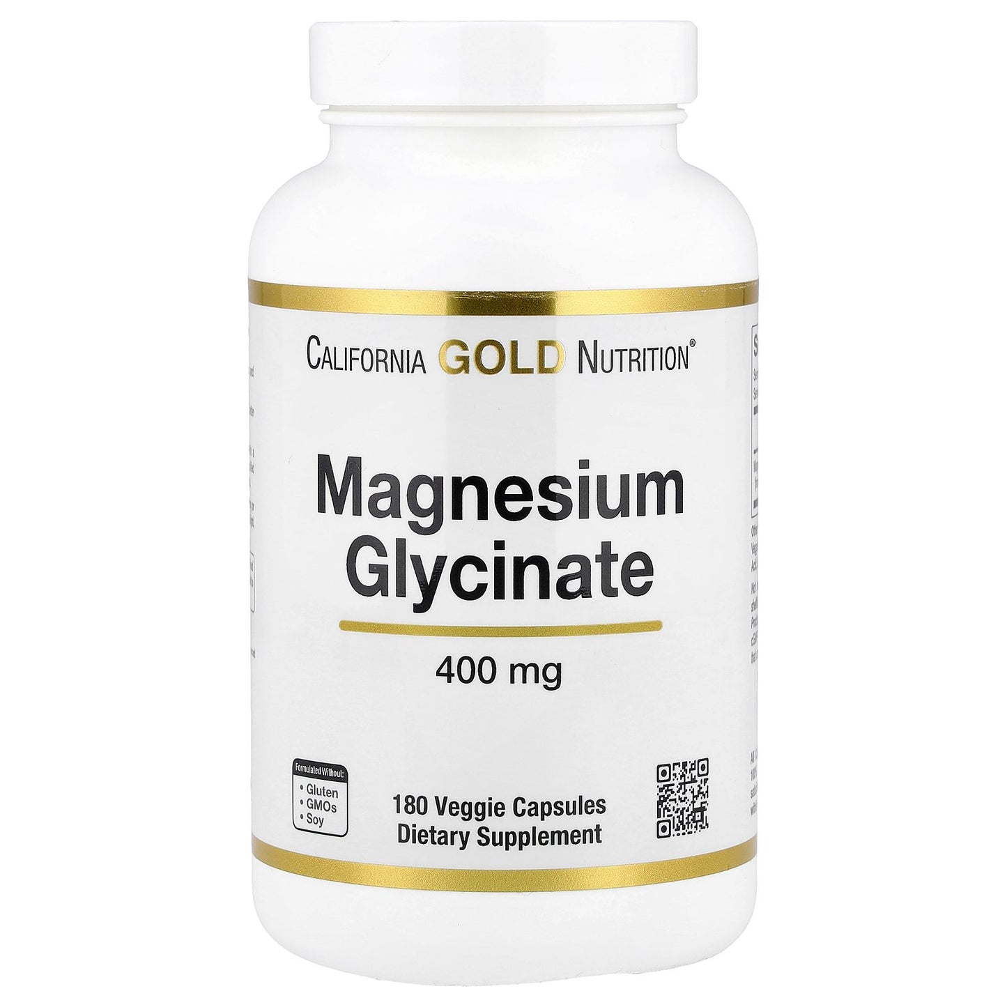 California Gold Nutrition, Magnesium Glycinate, 180 Veggie Capsules (133 mg per Capsule)