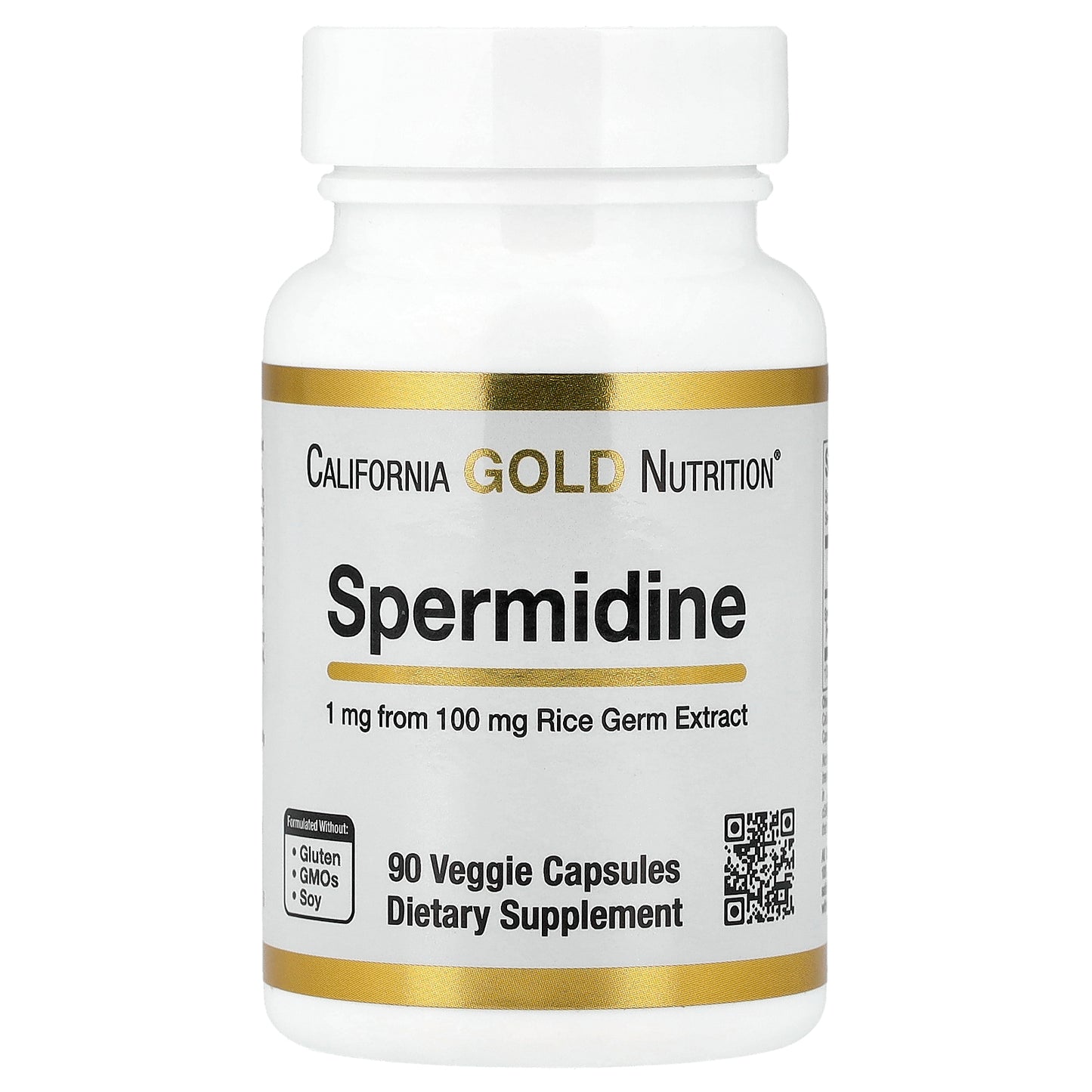 California Gold Nutrition, Spermidine, Rice Germ Extract, 1 mg , 90 Veggie Capsules