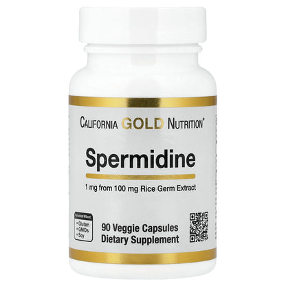 California Gold Nutrition, Spermidine, Rice Germ Extract, 1 mg , 90 Veggie Capsules