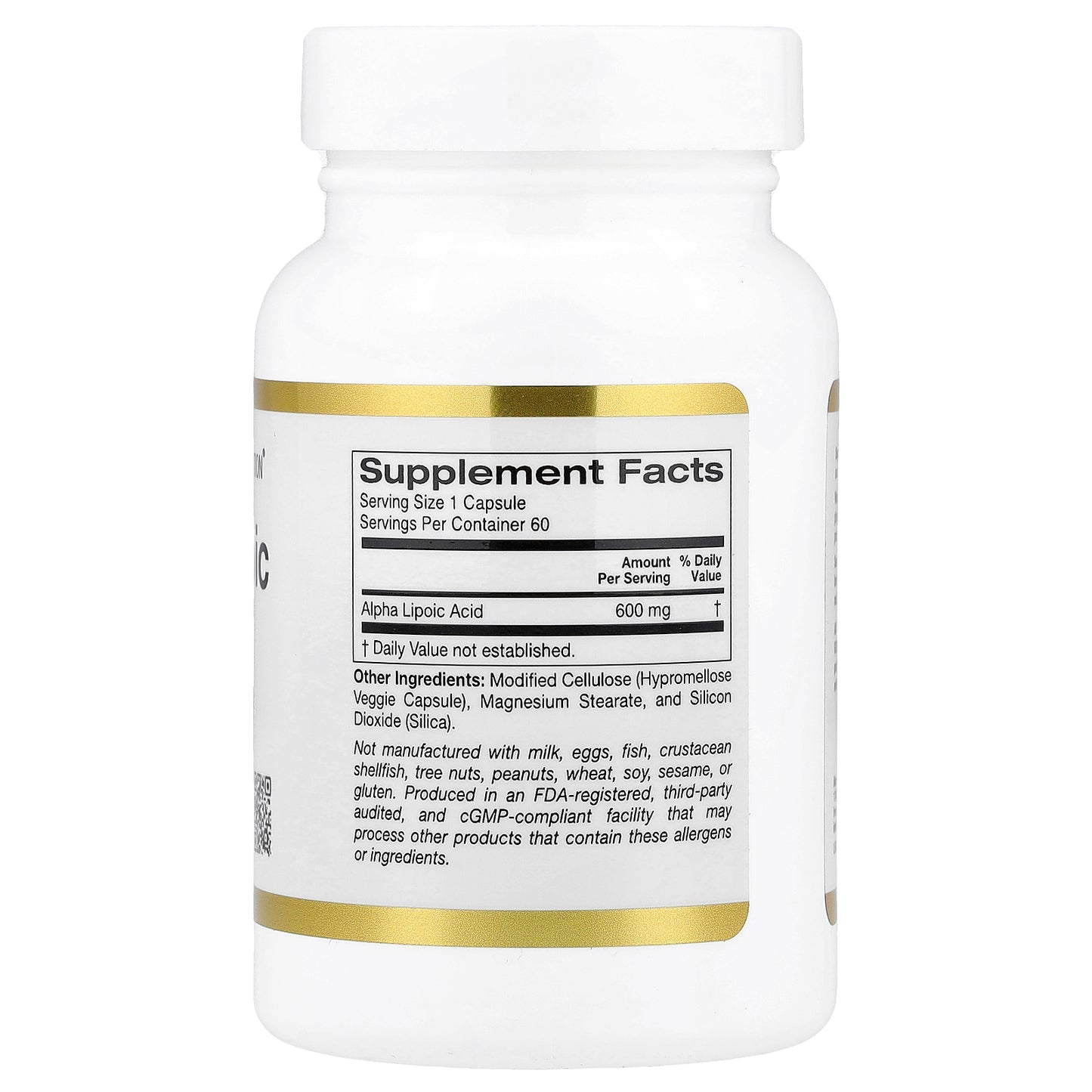California Gold Nutrition, Alpha Lipoic Acid, 600 mg, 60 Veggie Capsules